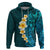 Turquosie Polynesia Hoodie Plumeria Tropical Leaves With Galaxy Polynesian Art LT14 Turquoise - Polynesian Pride