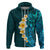 Turquosie Polynesia Hoodie Plumeria Tropical Leaves With Galaxy Polynesian Art LT14 - Polynesian Pride