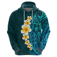 Turquoise Polynesia Hoodie Plumeria Tropical Leaves With Galaxy Polynesian Art LT14 - Polynesian Pride
