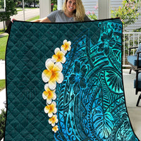 Turquoise Polynesia Quilt Plumeria Tropical Leaves With Galaxy Polynesian Art LT14 Turquoise - Polynesian Pride