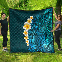 Turquoise Polynesia Quilt Plumeria Tropical Leaves With Galaxy Polynesian Art LT14 - Polynesian Pride