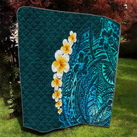 Turquoise Polynesia Quilt Plumeria Tropical Leaves With Galaxy Polynesian Art LT14 - Polynesian Pride