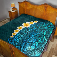 Turquoise Polynesia Quilt Plumeria Tropical Leaves With Galaxy Polynesian Art LT14 - Polynesian Pride