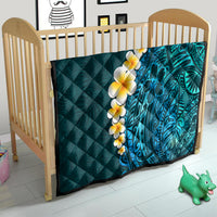 Turquoise Polynesia Quilt Plumeria Tropical Leaves With Galaxy Polynesian Art LT14 - Polynesian Pride