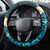 Turquosie Polynesia Steering Wheel Cover Plumeria Tropical Leaves With Galaxy Polynesian Art