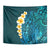 Turquosie Polynesia Tapestry Plumeria Tropical Leaves With Galaxy Polynesian Art LT14 - Polynesian Pride