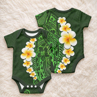 Green Tropical Plumeria With Galaxy Polynesian Art Baby Onesie
