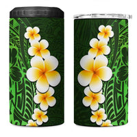 Green Polynesia 4 in 1 Can Cooler Tumbler Plumeria Tropical Leaves With Galaxy Polynesian Art LT14 One Size: 16 oz Green - Polynesian Pride