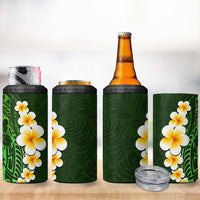 Green Polynesia 4 in 1 Can Cooler Tumbler Plumeria Tropical Leaves With Galaxy Polynesian Art LT14 - Polynesian Pride