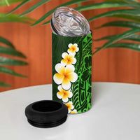 Green Polynesia 4 in 1 Can Cooler Tumbler Plumeria Tropical Leaves With Galaxy Polynesian Art LT14 - Polynesian Pride