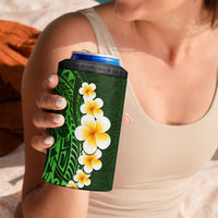 Green Polynesia 4 in 1 Can Cooler Tumbler Plumeria Tropical Leaves With Galaxy Polynesian Art LT14 - Polynesian Pride