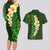 Green Polynesia Couples Matching Long Sleeve Bodycon Dress and Hawaiian Shirt Plumeria Tropical Leaves With Galaxy Polynesian Art LT14 - Polynesian Pride