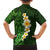 Green Polynesia Family Matching Off Shoulder Long Sleeve Dress and Hawaiian Shirt Plumeria Tropical Leaves With Galaxy Polynesian Art LT14 - Polynesian Pride