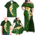 Green Polynesia Family Matching Off Shoulder Maxi Dress and Hawaiian Shirt Plumeria Tropical Leaves With Galaxy Polynesian Art LT14 - Polynesian Pride