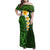 Green Polynesia Family Matching Off Shoulder Maxi Dress and Hawaiian Shirt Plumeria Tropical Leaves With Galaxy Polynesian Art LT14 Mom's Dress Green - Polynesian Pride