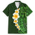 Green Polynesia Family Matching Off Shoulder Short Dress and Hawaiian Shirt Plumeria Tropical Leaves With Galaxy Polynesian Art LT14 Dad's Shirt - Short Sleeve Green - Polynesian Pride