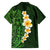 Green Polynesia Family Matching Off Shoulder Short Dress and Hawaiian Shirt Plumeria Tropical Leaves With Galaxy Polynesian Art LT14 - Polynesian Pride