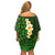 Green Polynesia Family Matching Off Shoulder Short Dress and Hawaiian Shirt Plumeria Tropical Leaves With Galaxy Polynesian Art LT14 - Polynesian Pride