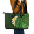 Green Polynesia Leather Tote Bag Plumeria Tropical Leaves With Galaxy Polynesian Art LT14 - Polynesian Pride