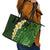 Green Polynesia Leather Tote Bag Plumeria Tropical Leaves With Galaxy Polynesian Art LT14 - Polynesian Pride