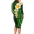 Green Polynesia Long Sleeve Bodycon Dress Plumeria Tropical Leaves With Galaxy Polynesian Art LT14 - Polynesian Pride