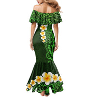 Green Polynesia Mermaid Dress Plumeria Tropical Leaves With Galaxy Polynesian Art LT14 - Polynesian Pride