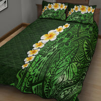 Green Polynesia Quilt Bed Set Plumeria Tropical Leaves With Galaxy Polynesian Art LT14 - Polynesian Pride