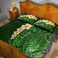 Green Polynesia Quilt Bed Set Plumeria Tropical Leaves With Galaxy Polynesian Art LT14 - Polynesian Pride