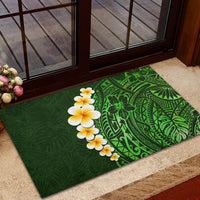 Green Polynesia Rubber Doormat Plumeria Tropical Leaves With Galaxy Polynesian Art LT14 - Polynesian Pride
