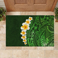 Green Polynesia Rubber Doormat Plumeria Tropical Leaves With Galaxy Polynesian Art LT14 - Polynesian Pride