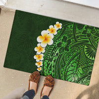 Green Polynesia Rubber Doormat Plumeria Tropical Leaves With Galaxy Polynesian Art LT14 - Polynesian Pride