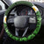 Green Polynesia Steering Wheel Cover Plumeria Tropical Leaves With Galaxy Polynesian Art