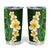 Green Polynesia Tumbler Cup Plumeria Tropical Leaves With Galaxy Polynesian Art