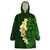 Green Polynesia Wearable Blanket Hoodie Plumeria Tropical Leaves With Galaxy Polynesian Art LT14 One Size Green - Polynesian Pride