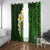 Green Polynesia Window Curtain Plumeria Tropical Leaves With Galaxy Polynesian Art LT14 With Grommets Green - Polynesian Pride