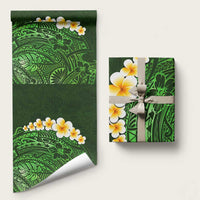 Green Polynesia Wrapping Paper Plumeria Tropical Leaves With Galaxy Polynesian Art LT14 58" × 23" Green - Polynesian Pride