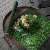 Green Polynesia Wrapping Paper Plumeria Tropical Leaves With Galaxy Polynesian Art LT14 - Polynesian Pride