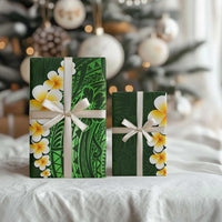 Green Polynesia Wrapping Paper Plumeria Tropical Leaves With Galaxy Polynesian Art LT14 - Polynesian Pride