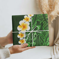 Green Polynesia Wrapping Paper Plumeria Tropical Leaves With Galaxy Polynesian Art LT14 - Polynesian Pride