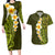 Lime Green Tropical Plumeria With Galaxy Polynesian Art Couples Matching Long Sleeve Bodycon Dress and Hawaiian Shirt LT14 Lime Green - Polynesian Pride