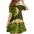 Lime Green Tropical Plumeria With Galaxy Polynesian Art Family Matching Off Shoulder Long Sleeve Dress and Hawaiian Shirt LT14 - Polynesian Pride