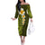 Lime Green Tropical Plumeria With Galaxy Polynesian Art Family Matching Off Shoulder Long Sleeve Dress and Hawaiian Shirt LT14 Mom's Dress Lime Green - Polynesian Pride