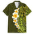 Lime Green Tropical Plumeria With Galaxy Polynesian Art Family Matching Off Shoulder Maxi Dress and Hawaiian Shirt LT14 Dad's Shirt - Short Sleeve Lime Green - Polynesian Pride