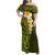 Lime Green Tropical Plumeria With Galaxy Polynesian Art Family Matching Off Shoulder Maxi Dress and Hawaiian Shirt LT14 Mom's Dress Lime Green - Polynesian Pride