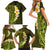 Lime Green Tropical Plumeria With Galaxy Polynesian Art Family Matching Short Sleeve Bodycon Dress and Hawaiian Shirt LT14 - Polynesian Pride