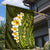 Lime Green Tropical Plumeria With Galaxy Polynesian Art Garden Flag LT14 - Polynesian Pride