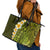 Lime Green Tropical Plumeria With Galaxy Polynesian Art Leather Tote Bag LT14 - Polynesian Pride