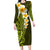 Lime Green Tropical Plumeria With Galaxy Polynesian Art Long Sleeve Bodycon Dress LT14 Long Dress Lime Green - Polynesian Pride