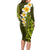 Lime Green Tropical Plumeria With Galaxy Polynesian Art Long Sleeve Bodycon Dress LT14 - Polynesian Pride