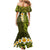 Lime Green Tropical Plumeria With Galaxy Polynesian Art Mermaid Dress LT14 - Polynesian Pride